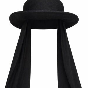 Bolero gaucho hat Stylish Black Wide-Brim Hat with Long Tails 100% wool felt